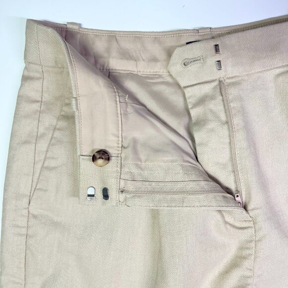 J. Crew Factory Size 2 High Rise Pleated Shorts Tan Lined Linen Blend - Picture 7 of 8